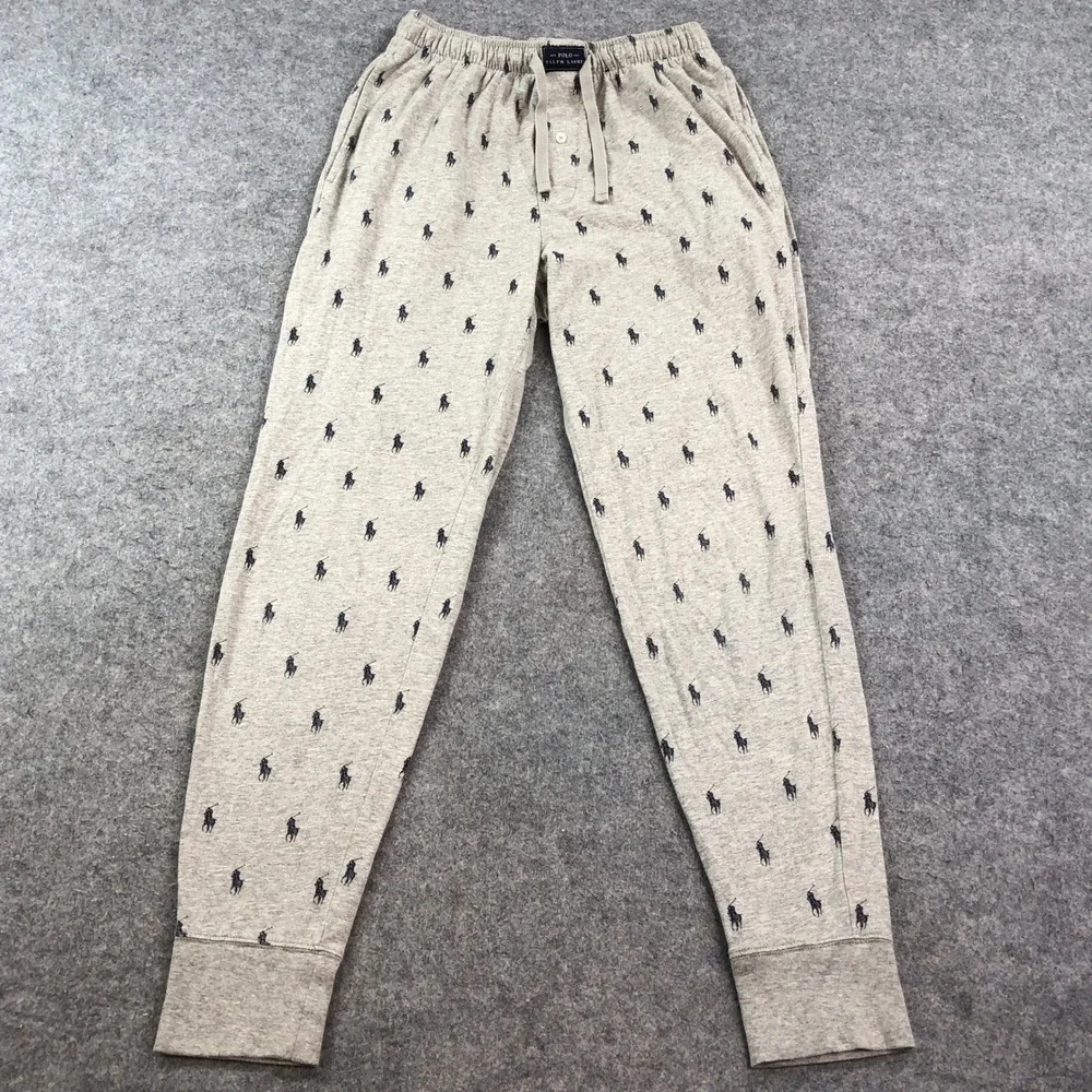 Polo Ralph Lauren Sleepwear Youth Boys Pants S Gray Logo Print Relaxed Fit